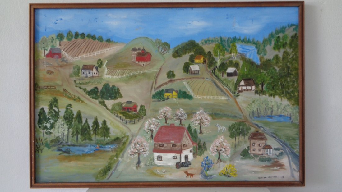 LargeVintage American Folk Art Pennsylvania Painting (1 of 5)
