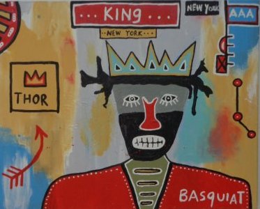 Large Contemporary Art - Basquiat New York King -: Large Contemporary Art - Basquiat New York King - Painting- Style- Pop Art - 30" x 24" - 1" . Weight Approx. 2 Lbs. signed on back, Contemporary Art, Acrylic on Canvas, .Ready to hang, very good condi