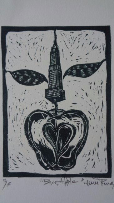 J. Rivera (Cuban1956 ) "Big Apple"Original Engraving (1 of 5)