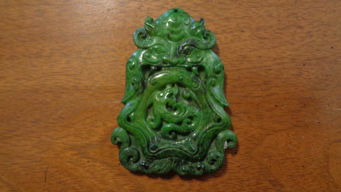 Large Green Jade Dragon Pedant (1 of 1)