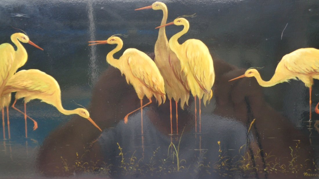 Fine Handmade Painting Crane on Solid Wood (1 of 3)