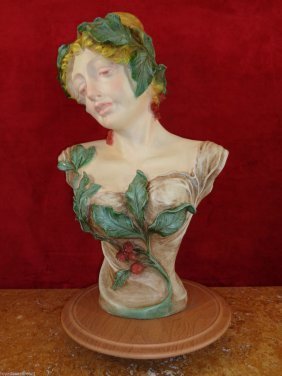 Large Hand Painted Bonded Marble Lady Bust 23" H (1 of 1)