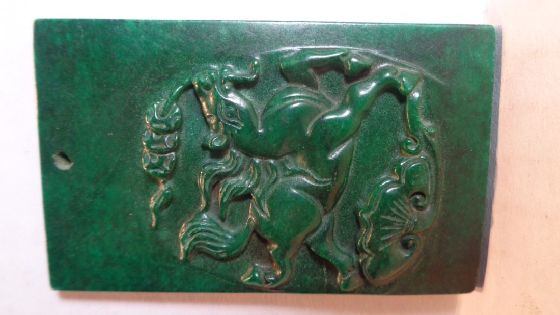 Large Chinese Carved Jade *Figure Horse Relief* Plaque (1 of 2)