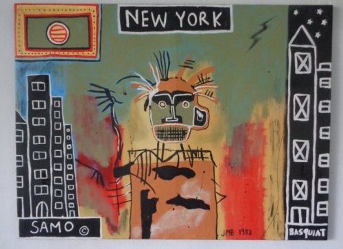Large Contemporary Art - Basquiat "Samo- JMB 1982": Large Contemporary Art - Basquiat "Samo- JMB 1982"- New York Painting Style- Pop Art - 40" x 30" x1". Weight Approx. 5.5 Lbs. signed on back, Contemporary Art, Acrylic on Canvas, Steet Art, Mounted on