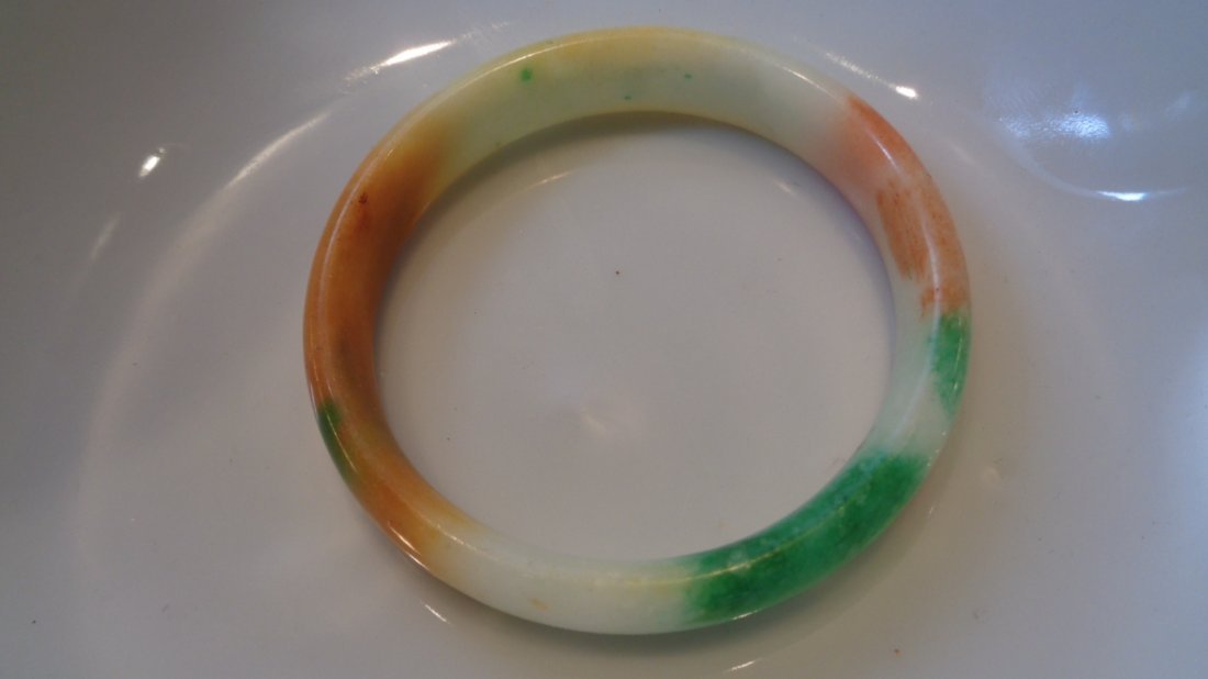 Chinese White and Green Jade Bracelet (1 of 1)