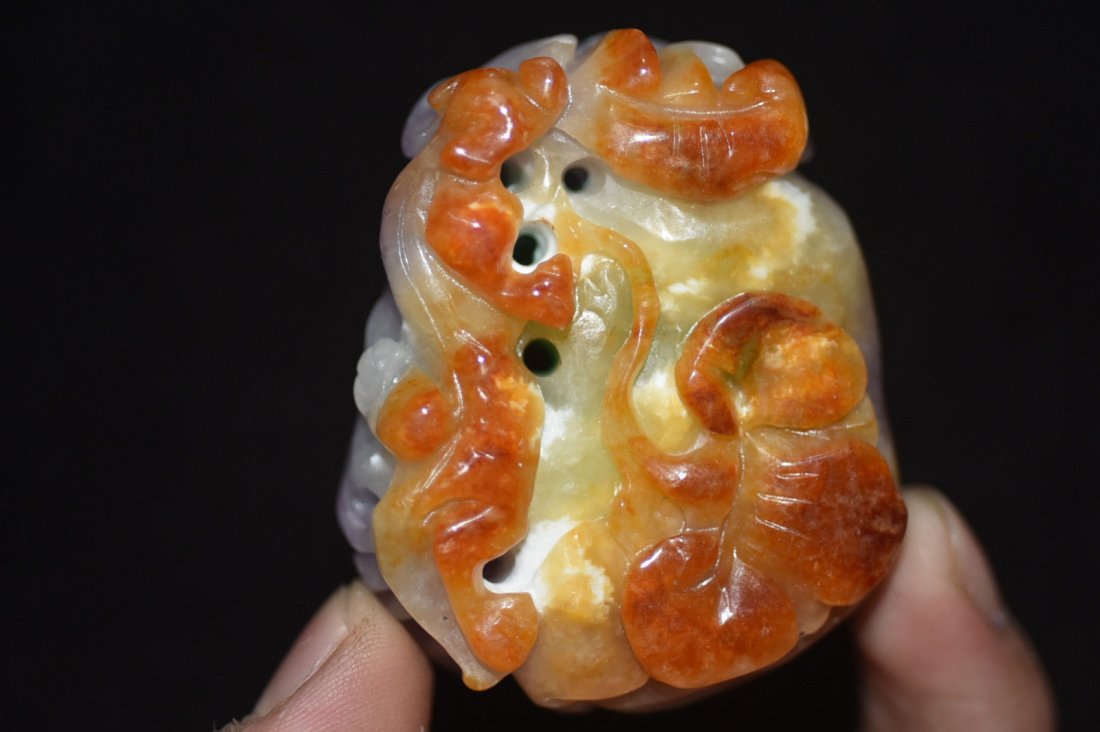 Antique Chinese Hand-Carved Jadeite Jade Pendant (1 of 3)