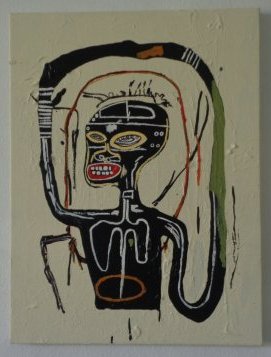 Contemporary Art - Basquiat - Flexible - Painting Style: Contemporary Art - Basquiat - Flexible - Painting Style- Pop Art - 18" x 24"x1" - Weight Approx: 1.10 Lbs. Signed in front and back, Contemporary Art, Acrylic on Canvas, Stretcher on heavy wooden fram