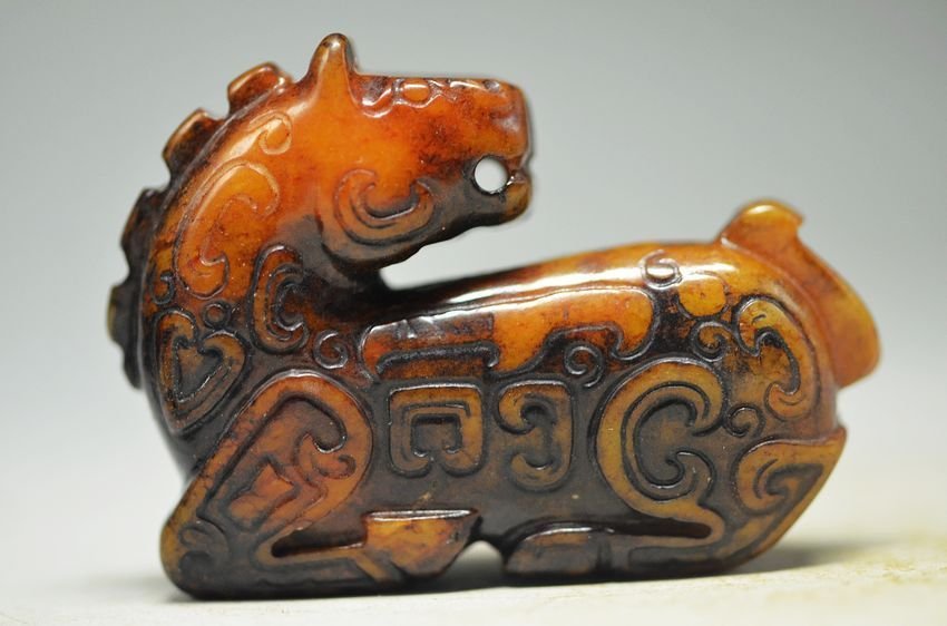 Antique Chinese Old Hand-Carved Jade Statue Horse (1 of 4)