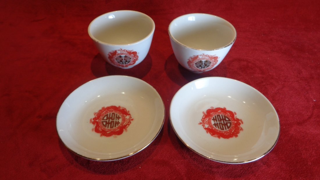 Set of 2 Chinese Porcelain Tea Cup & Saucer (1 of 3)