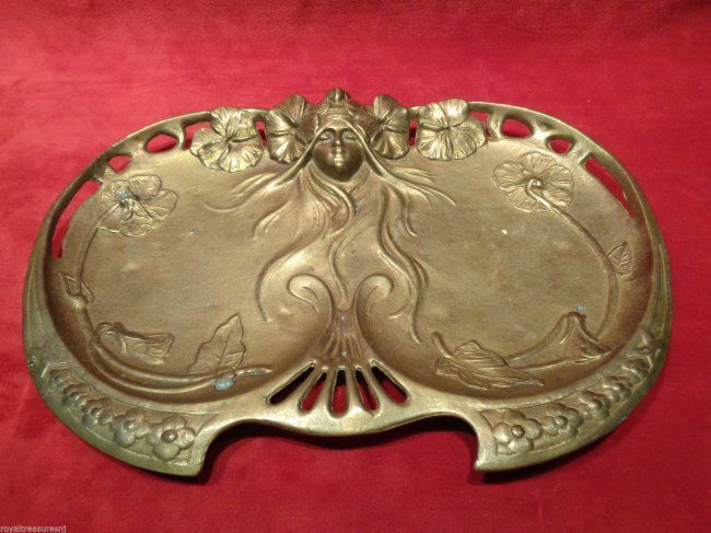 Vintage Art Nouveau Brass-Bronze Calling Card Tray (1 of 1)