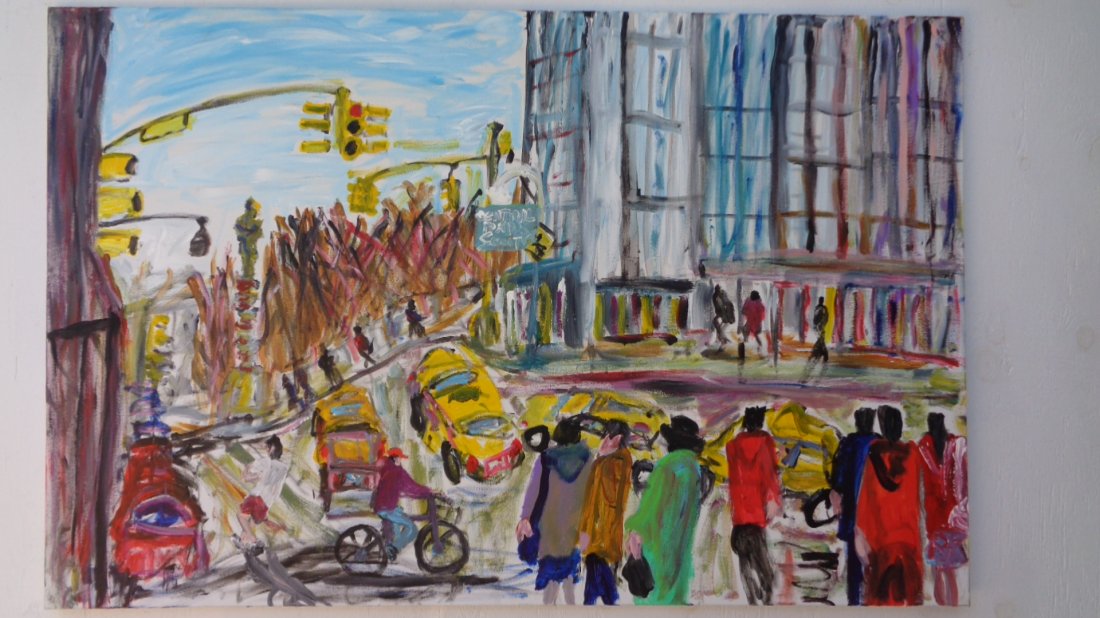 R. Sundholm (1941 Ame) "Colombus Circle Afternoon" N Y (1 of 3)