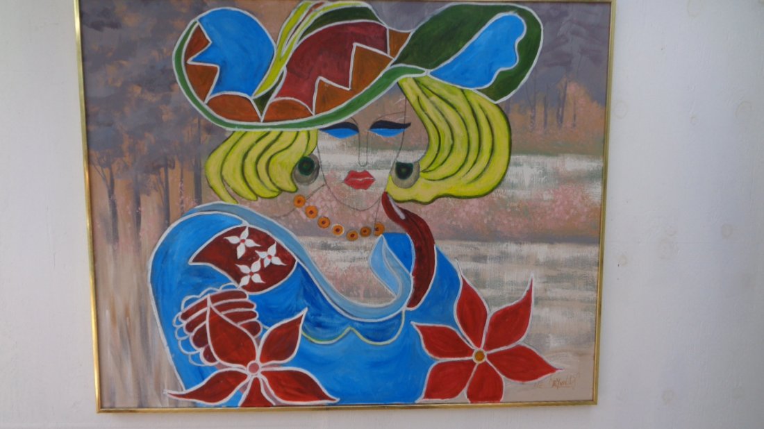 Modern Lady - New York - Cafe Large Oil Painting (1 of 4)