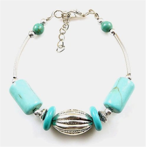Tibet silver Pendant jade turquoise bead DIY bracelet (1 of 1)