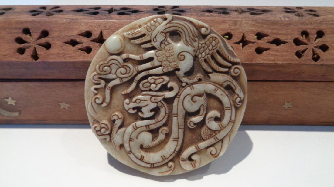 Chinese old white Jade Hand Carved Maid pendant (1 of 1)