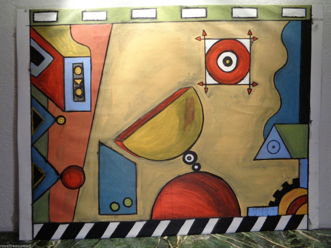 OG SIGNED MODERNIST CONTEMPORARY GEOMETRIC PAINTING (1 of 2)