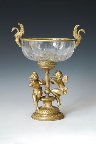 Bronze Playing Cherubs and Diamond Crystal Compote R7 (1 of 1)