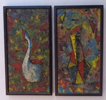 Pair Original Mid-Century Painting Signed by The Artist (1 of 1)