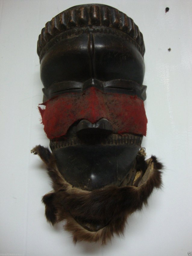 Genuine Tribal Fetish Animal Mask Articulated Jaw 18 H (1 of 2)