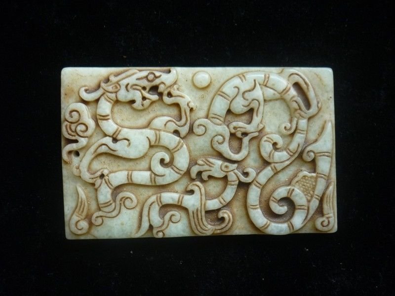 Chinese old jade carving in extremely good fortune (1 of 4)