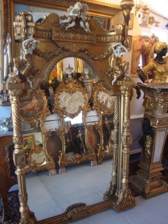 Marble Top Gold Gilded Console Table and Mirror (1 of 4)