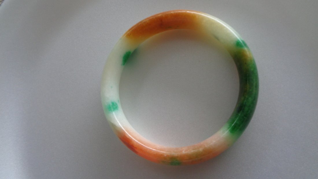 Chinese White and Green Jade Bracelet (1 of 2)