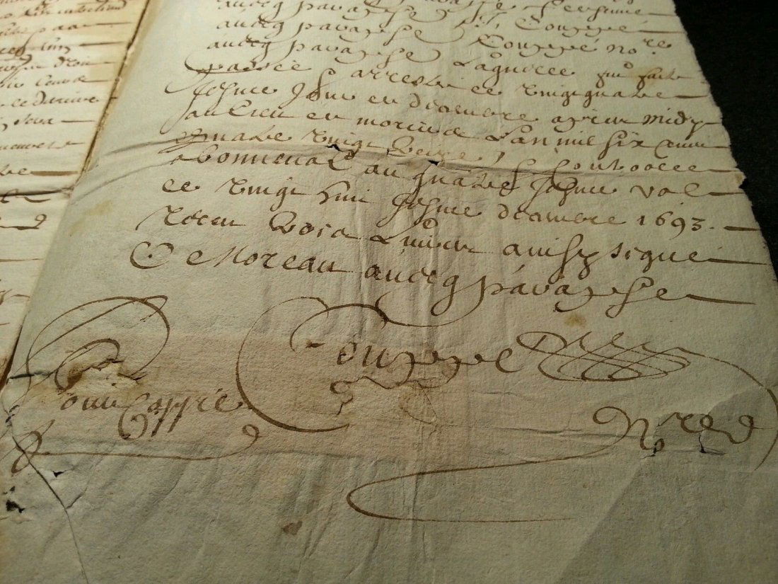 1693 Antique Notarial Deep 16 Pages Document-Manuscript (1 of 6)