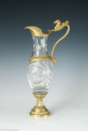 Bronze and Cut Crystal Figural Handle Ram Head (1 of 1)