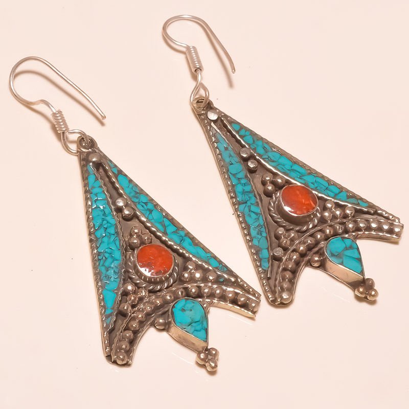 TURQUOISE & RED CORAL WONDERFUL LOVE GIFT .925 SILVER (1 of 1)