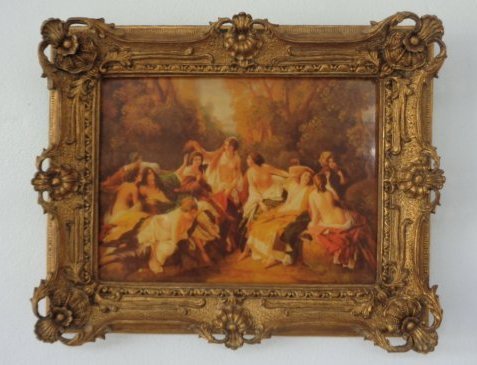 Large 21" Ladies Wall Porcelain-Ceramic Plaque Gold (1 of 5)