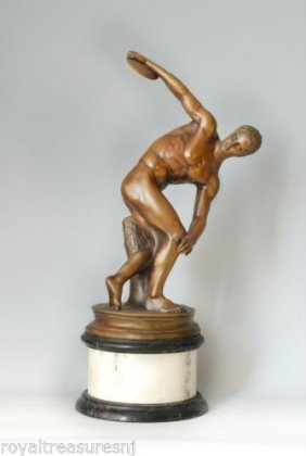 Discus Thrower Bronze Statue - Signed -Greek. 25"H (1 of 7)