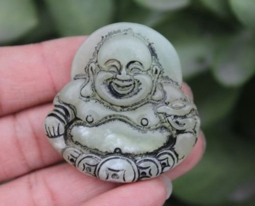 Chinesee Folk Jade Stone carving Maitreya Rohan Monk Am (1 of 2)