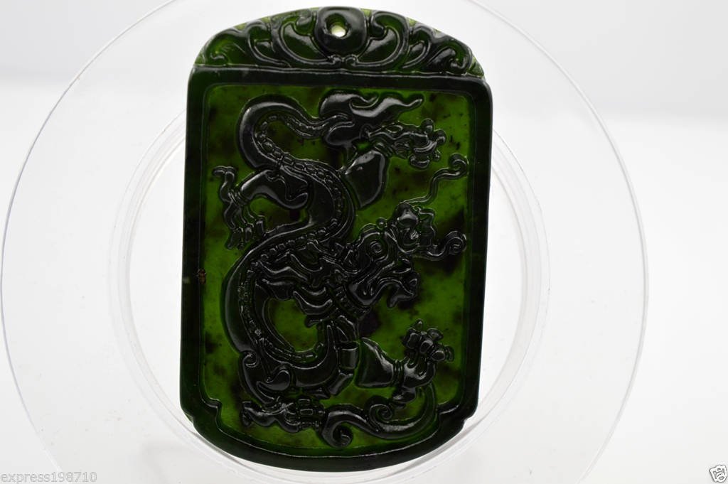 Chinese natural nephrite black jade Carving pendant (1 of 2)