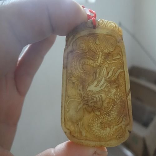 Pure natural old jade dragon pendant (1 of 1)