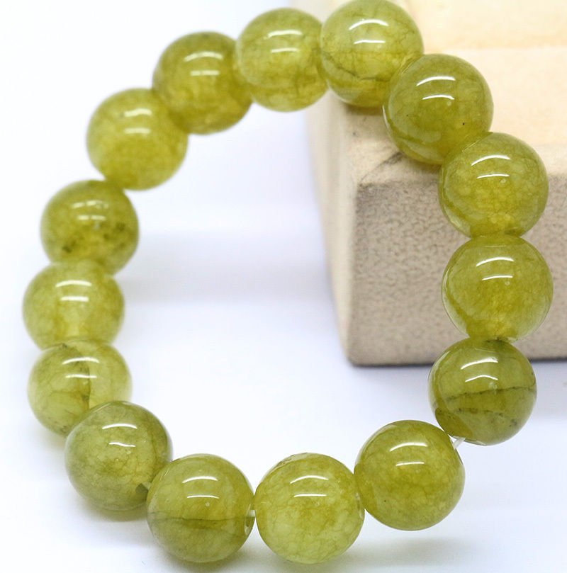 100% Natural JADE Jadeite Round Gemstone Beads Bangle (1 of 2)