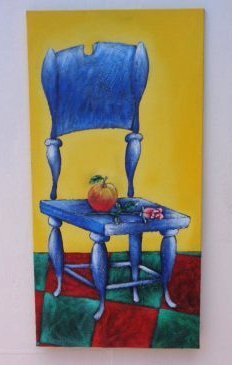 Original Cuban Painting-With National Registry Seal: Original Cuban Painting " The Chair" With National Registry of Cultural Assets of the Republic of Cuba - Ministry of Culture Official Seal. - Registro Nacional de Bienes Culturales de La Republica de 