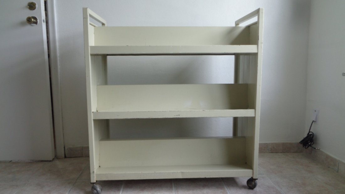 Metal Library Book Shelf 4 Wheels (1 of 4)