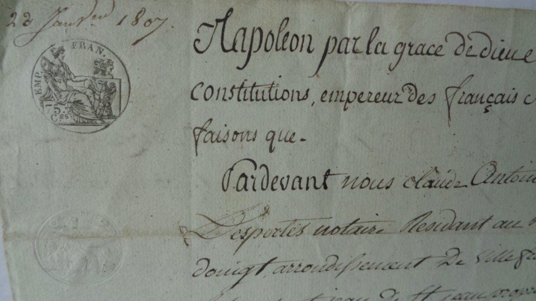 Antique Document Manuscripts:1807 Napoleon Par La Grace (1 of 4)