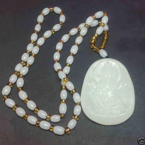 Nephrite White jade pendant statues Guanyin (1 of 2)