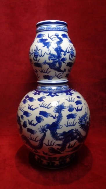 Chinese Ceramic Blue & White Double Gourd Shape Vase (1 of 2)