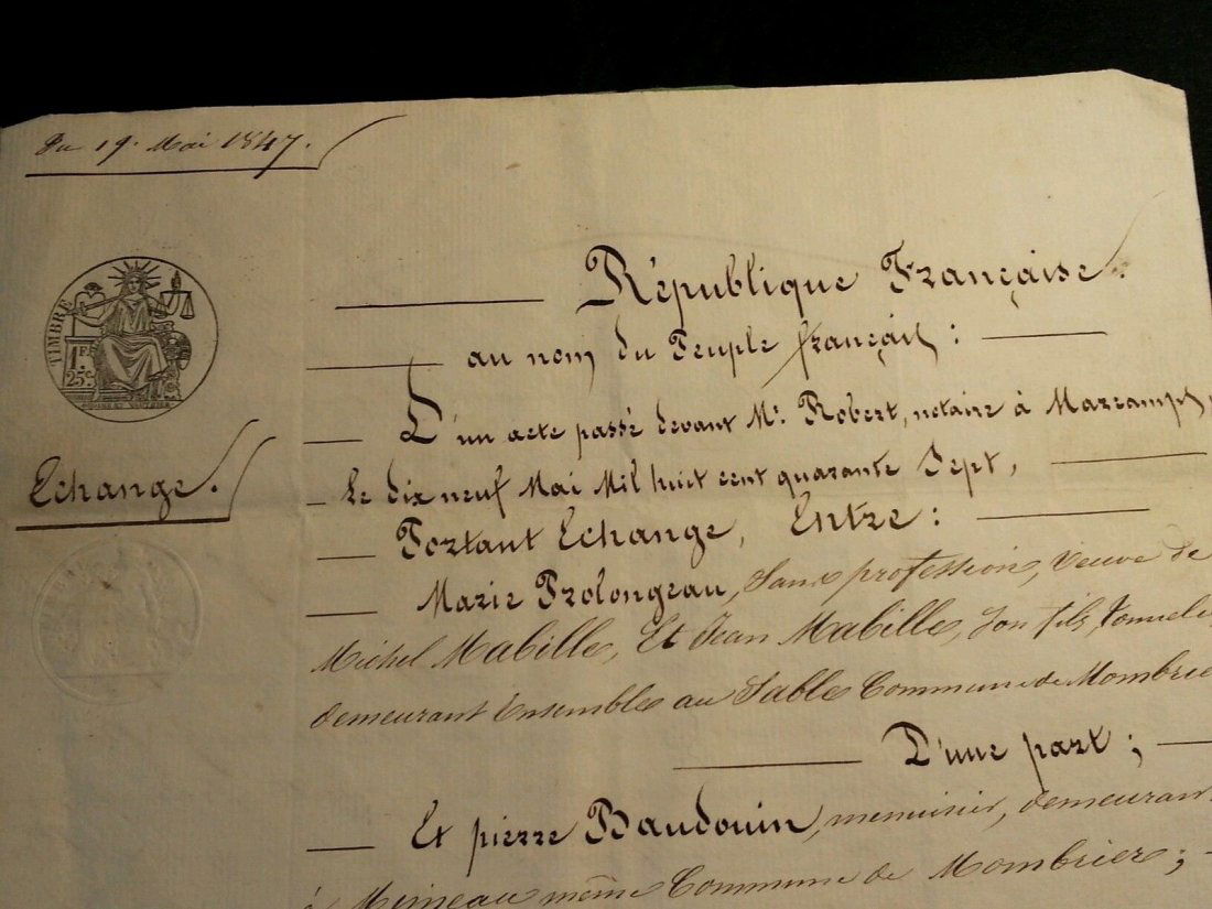 1847 Antique French Document (1 of 3)