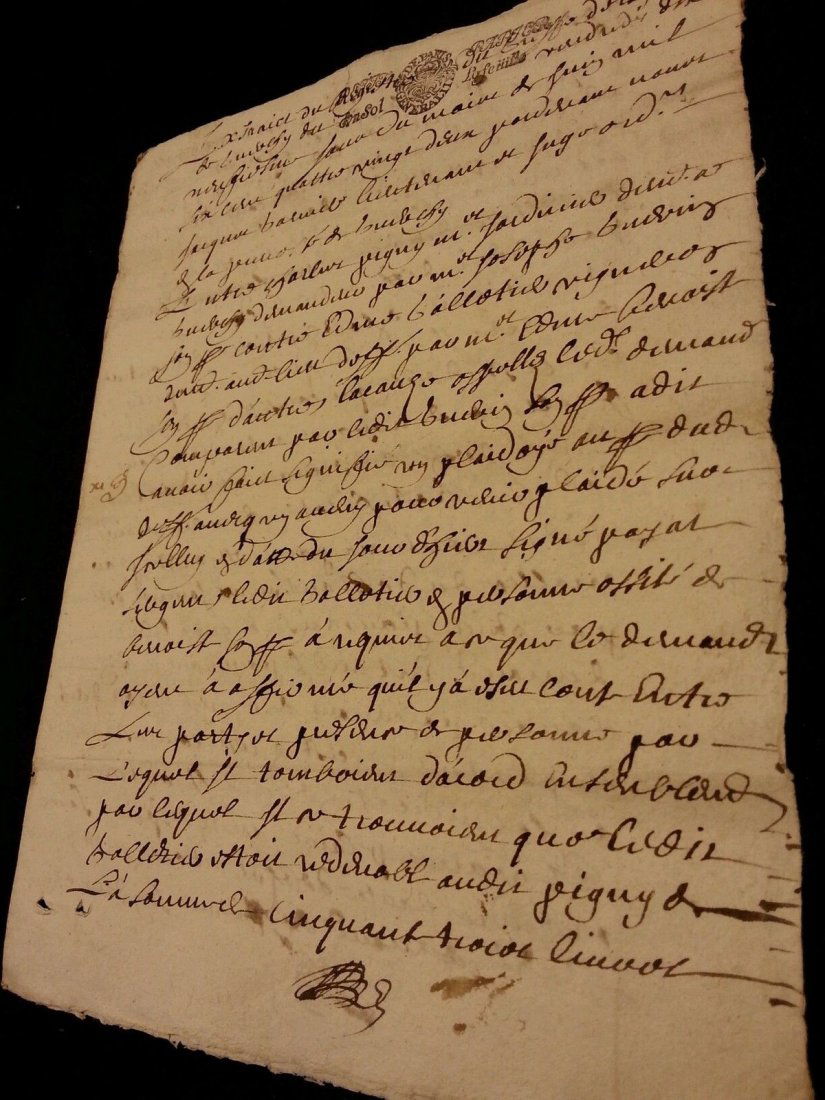 1682 Antique French Document (1 of 2)