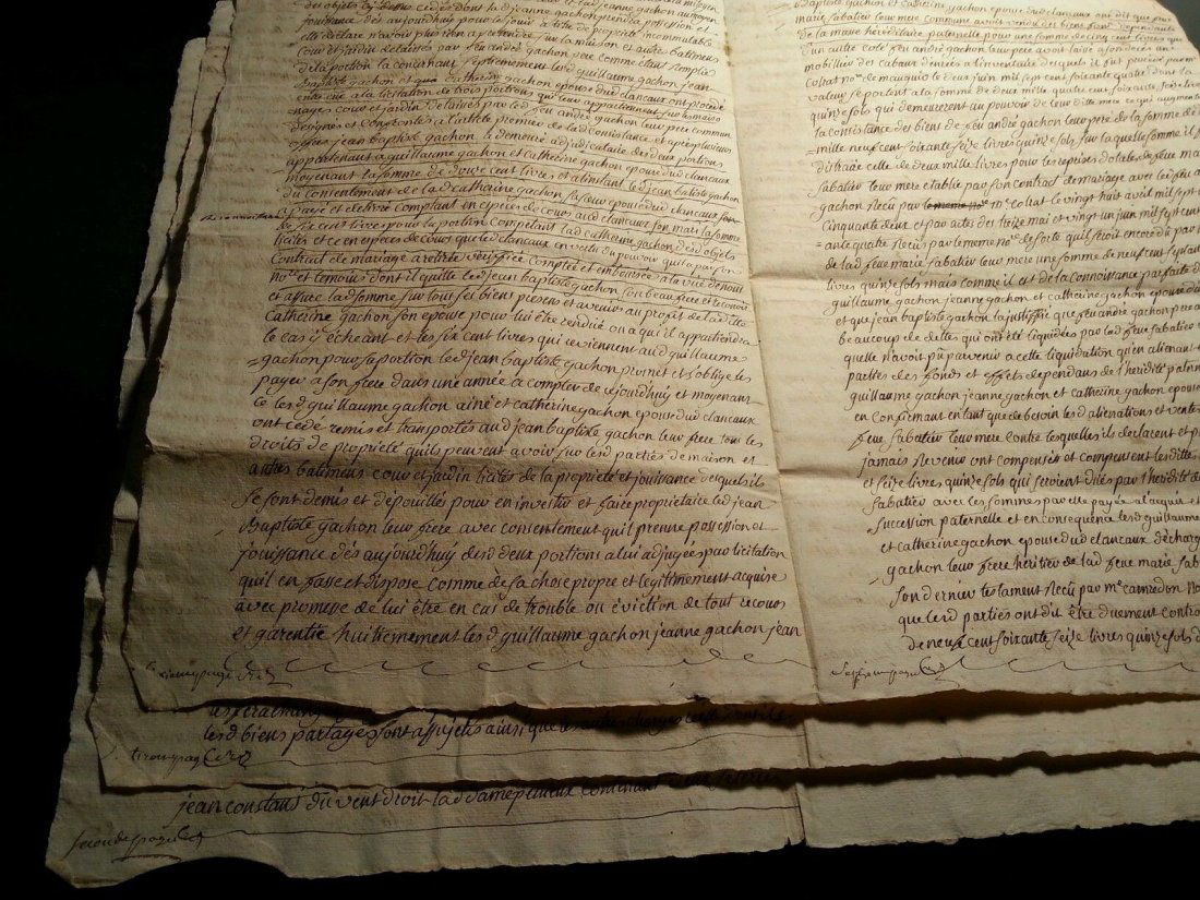 1787 Antique Big 12 Pages French Document (1 of 2)