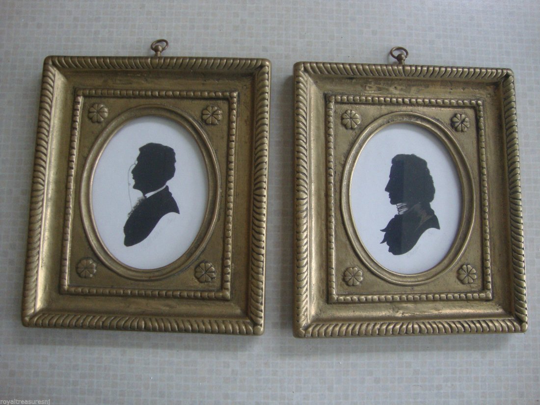 Pair American Folk Art Silhouette Hand-Signed (1 of 5)