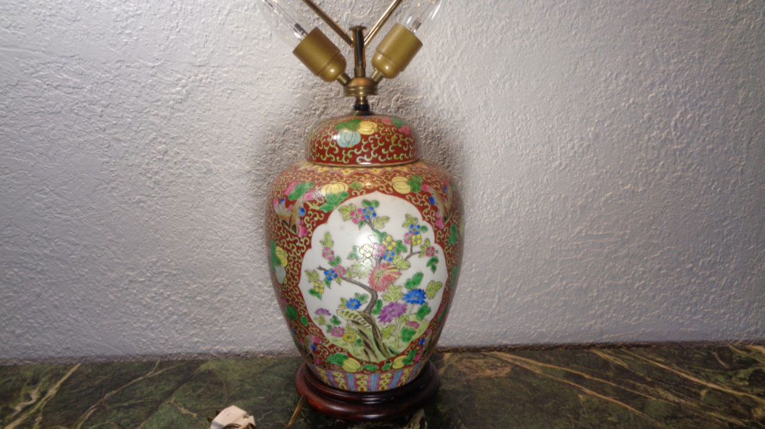 Asian Midcentury Chinese Ginger Jar 28" Table Lamp (1 of 7)