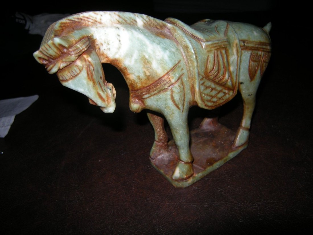 Large Ancient Antique Qing Dy Horse Hard Multi Green (1 of 10)