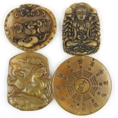 4pcs carved kinds of pattern chinese old jade pendant (1 of 1)