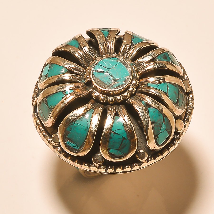 TURQUOISE  .925 SILVER Ring S- 8.25 (1 of 1)