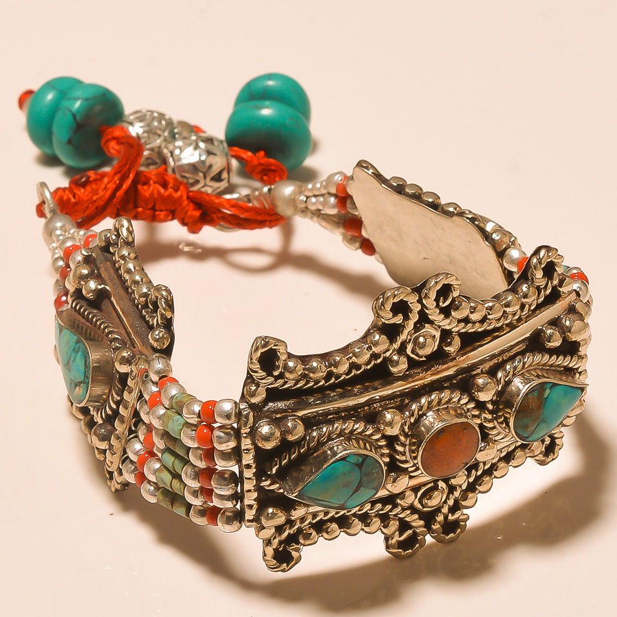 LAPIS LAZULI & RED CORAL .925 SILVER Bracelet (1 of 1)