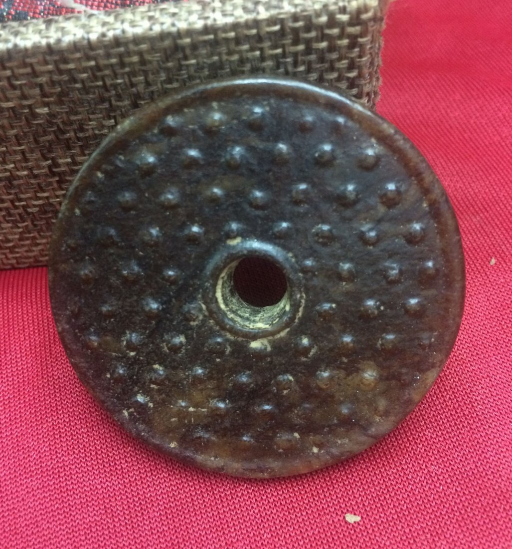 Jade Money Dots Fortune Symbolizes: Jade Money Dots Fortune Symbolizes 2 Side Carving Pendant Totem. Approximate Dimension: 5.0C(Diameter)*0.8CM(Depth)