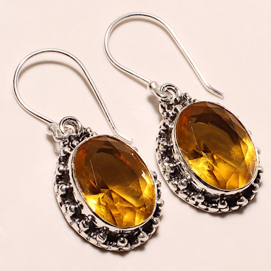 YELLOW CITRINE 925 SILVER EARRING (1 of 1)
